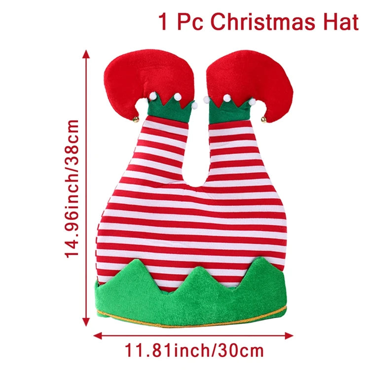 Red Christmas Beanie Party Hats Humorous Elf Pants Santa Hat Design for Festive Celebrations and Quirky Ugly Sweater Parties