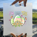 15cm New Easter Egg Rabbit Iron On Heat Transfer Stickers For Clothes DTF Pinted Vinyl Thermal Appliques Washable T-Shirt Decal