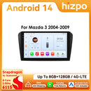 9" Hizpo 2Din CarPlay Android Auto Car Radio for Mazda 3 2004 - 2009 Snapdragon 6115 Headunit GPS Navi 4G BT RDS DSP SWC 360°CAM