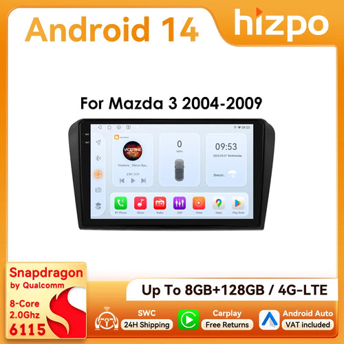 The Cockpit Console | 9-Inch Hizpo CarPlay Head Unit for Mazda 3 (2004-2009)