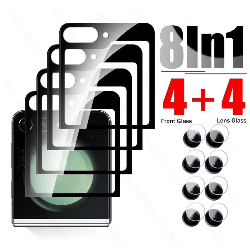 8 In 1 Flip.5 Case Full Back Screen Protector Tempered Glass For Samsung Galaxy Z Flip5 Flip 5 Z5 Camera Glass On Samung ZFlip5