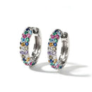 Fashion Silber Farbe Runde Mini Ohrringe Set Halber Creolen Bunte Zirkonia Damen Luxus Schmuck Creolen
