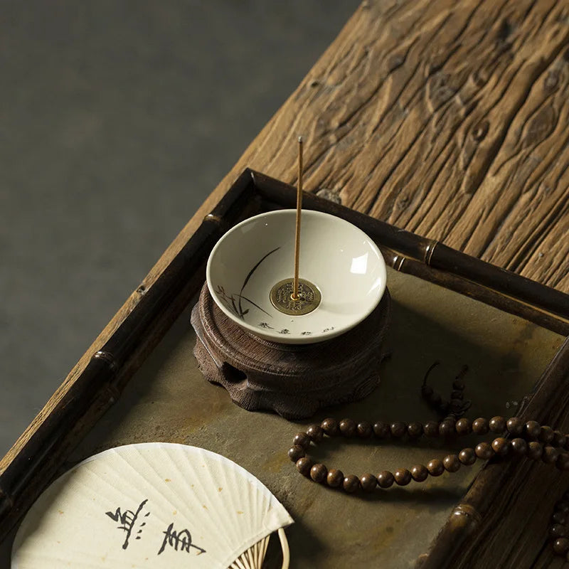 Creative Ceramic Line Incense Burner Household Agarwood Sandalwood Plate Smoking Tea Room Incense Path Incense Insert