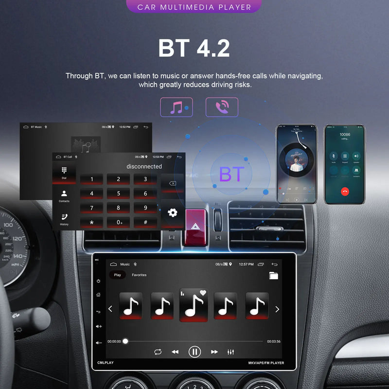 Hikity Universal 9" car Radio 1din Android car Radio Carplay Rotatable Screen Bluetooth FM Radio Receiver Support TF/USB