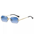 Randlose Rechteck Sonnenbrille Klein Herren Brille Damen Metall Gold Polygon Blau Shades 2022 UV400 Rahmenlos