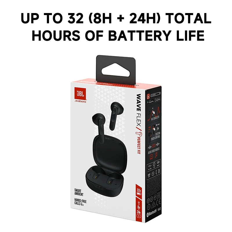 JBL Wave Flex Wireless Bluetooth Earphones TWS Wireless Earbuds JBL Deep Bass Sound Long Battery Life JBL Earphones