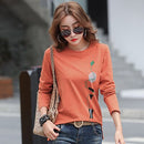 shintimes Print T-Shirt Baumwoll-T-Shirt Damen Koreanische Kleidung 2022 Herbst T-Shirts Damen Langarm Frauen Oberteile T-Shirt Femme