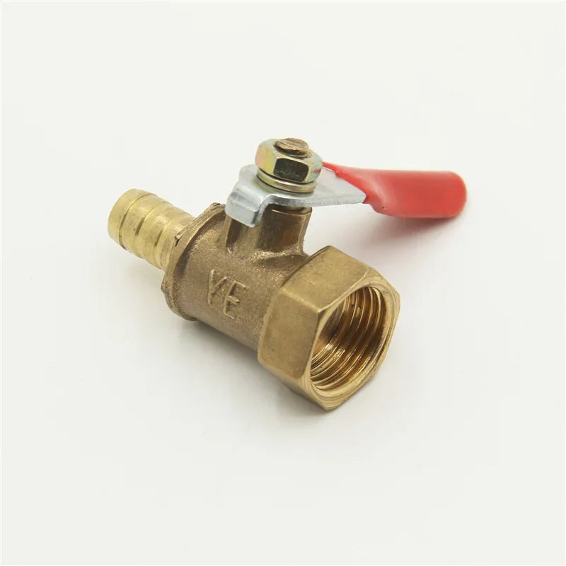 Brass Water Oil Air Gas Fuel Line Shutoff Ball Valve Pipe Fittings Pneumatic Connector Controller Handle 6-12MM Hose Barb Inline