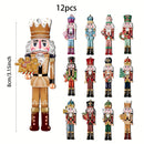 12pcs Christmas Wooden Nutcracker Soldier Pendant Xmas Tree Hanging Ornament 2025 Navidad Decoration for Home New Year Gift