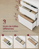Bookcase, 3 Drawers of Different Sizes, Adjustable Shelves, Height 180 cm, Modern, Space Saving, Snow White