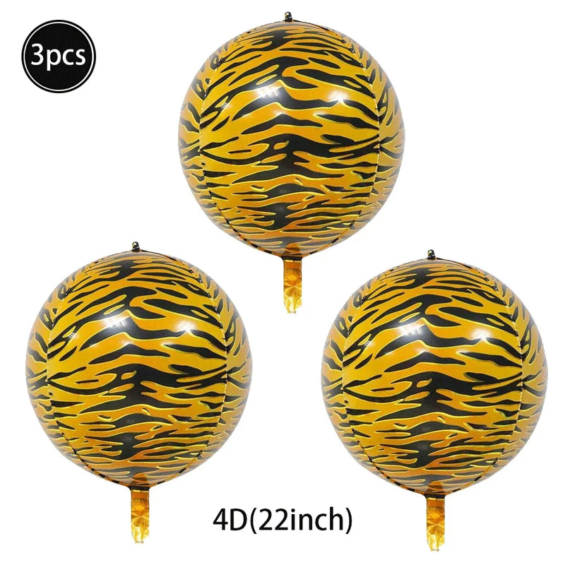 Jungle Safari Birthday 32Inch 1-9 Numbers Leopard Foil Balloon Land Animal Tiger Zebra Giraffe Disposable Tableware Party Decors