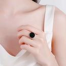 925 Sterling Silver Ring Round Natural Stone Turquoise Opal Brief Design Cute Ring Fine Women Party Jewelry