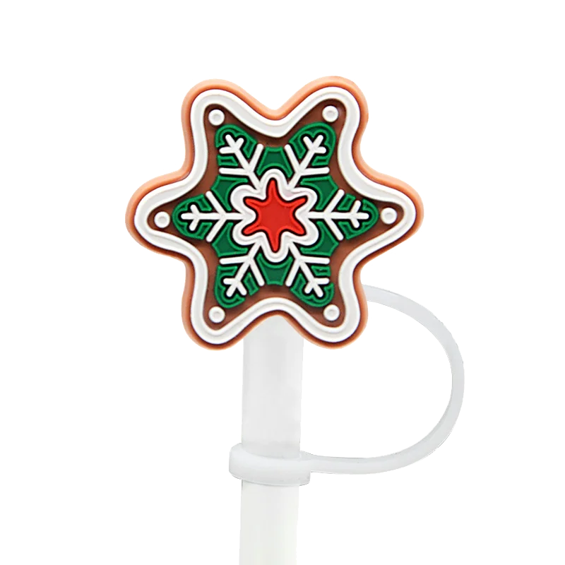 1/50pcs 8mm Christmas Party Cup Accessories Silicone Straw Topper for Tumbler Cup Santa Xmas Tree Thermos Decoration Straw Cover