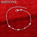 SHSTONE 18K Gold Solid Heart Beads Bracelet For Woman Fashion Charm Jewelry Lady Cute Hand Chain Wedding Bangles Birthday Gifts