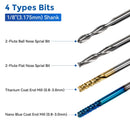 40tlg. Schaftfräser CNC Router Bits mit ER11, ER16 Spannzange, 1/8" Schaft CNC Fräser Gravierfräser Set