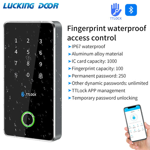 Ip67 Wasserdichtes TTlock Smart Lock Zutrittskontrolle Tastatur Metallleser Outdoor Fingerabdruck NFC Bluetooth Rfid Code Karte App