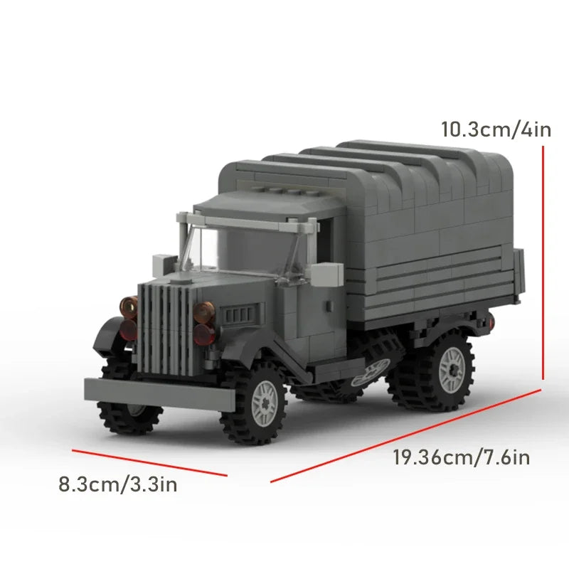 WW2 Military Truck Building Block Transport Vehicle M8 Light Armored Vehicle MOC Assembly Model Toys For Boys
