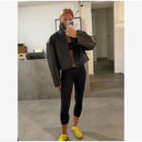 Retro Crocodile Pattern Short Women's Leather Jacket High Collar Zipper Loose Long Sleeve Jackets 2026 Lady Street Daily Wear