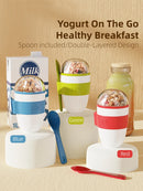 Joie Portable Breakfast Cups Oatmeal Cereal Nut Yogurt Salad Cup Container Set with Spoon Lunch Box Food Storage Bento Box