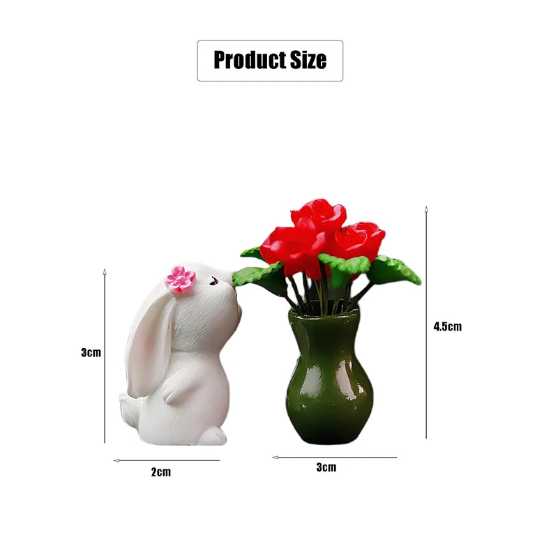 Cute Car Interior Decoration Anime Bunny Smell Roses Auto Center Console Gadget Ornaments For Women Gifts Car Accessories