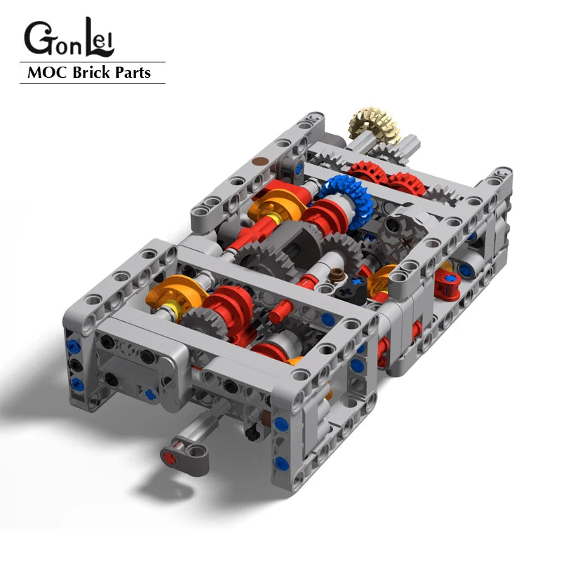 Technical Mechanical Group Engine Sequential Gearbox 6 Speeds +R+N Educational High-Tech MOC Building Block Parts DIY Bricks Toy