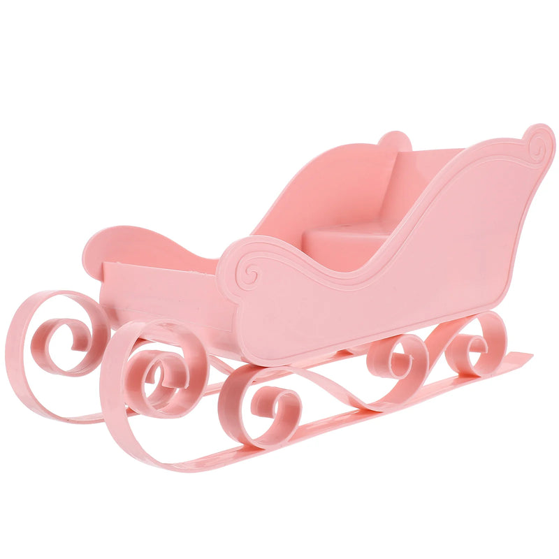 Outdoor Decor Christmas Sleigh Exquisite Ornament Adornment Candy Stand Sled Xmas Delicate Pink Mini Desktop