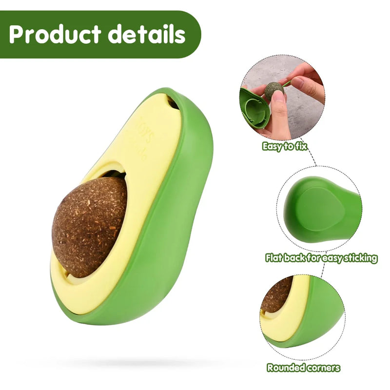 Avocado catnip licking ball toys for cats free shipping nartual catnip ball 360° wall stick on cat toy interactiv gato supplies