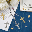 40Pcs 8 Styles Rosary Cross Charms Silver Crucifix Rosary Charm Easter Holiday Gold Tibetan Alloy Oval Chandelier Links Charm