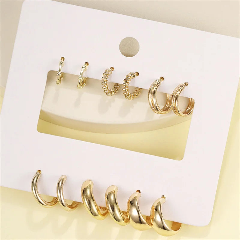Stainless Steel Minimalist Circle Hoop Earrings for Women Simple Metal Circle Small Earrings Set Punk Unisex Rock Jewelry Gifts