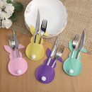 4Pcs Easter Bunny Felt Cutlery Holder Bag Happy Easter Decorations for Home Tableware Accessories Rabbit Cutlery Cover Bag Table