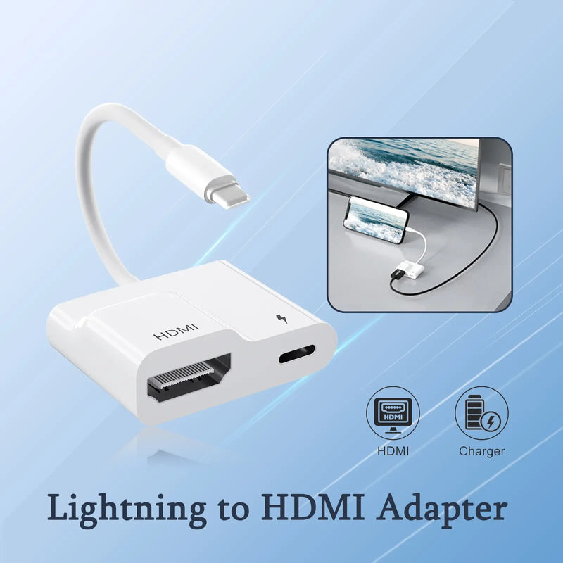 Lightning To HDMI Digital AV Adapter For iPhone 14/13/iPad to 1080P TV/Card Reader/USB/Ethernet Support Projector/Monitor