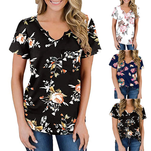 The Soft Rebellion | Printed V-Neck Pocket Tee for Women