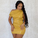 The Mirabelle | Strapless Faux-Leather Party Mini Dress