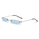 XaYbZc Narrow Sunglasses Men Rimless Summer 2025 Red Blue Black Rectangular Sun Glasses For Women Small Face Hot Selling