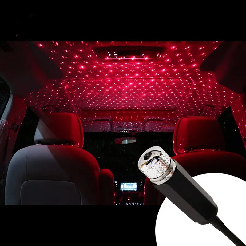Adjustable Mini LED Car Roof Star Night Lights Projector Light Interior Ambient Atmosphere Galaxy Lamp Decoration Light USB Plug
