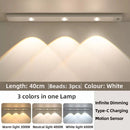 White/Black LED Cabinet Light USB Rechargeable Motion Sensor LED Light for Kitchen Wardrobe Cabinet Lighting 20CM/30CM/40CM/50CM