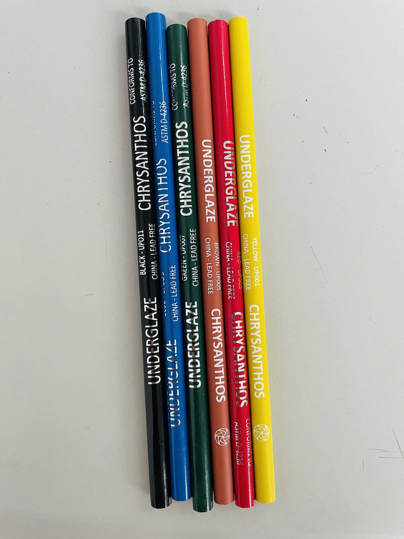 Underglaze Pencils. Set of 6. ODD Lot. 18 cm long.