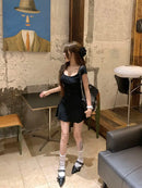 New Women Slim Temperament Purple Black Mini Dress Sexy Summer Knit Waist Skirt Spice Girls Dresses Bodycon Dress High Quality
