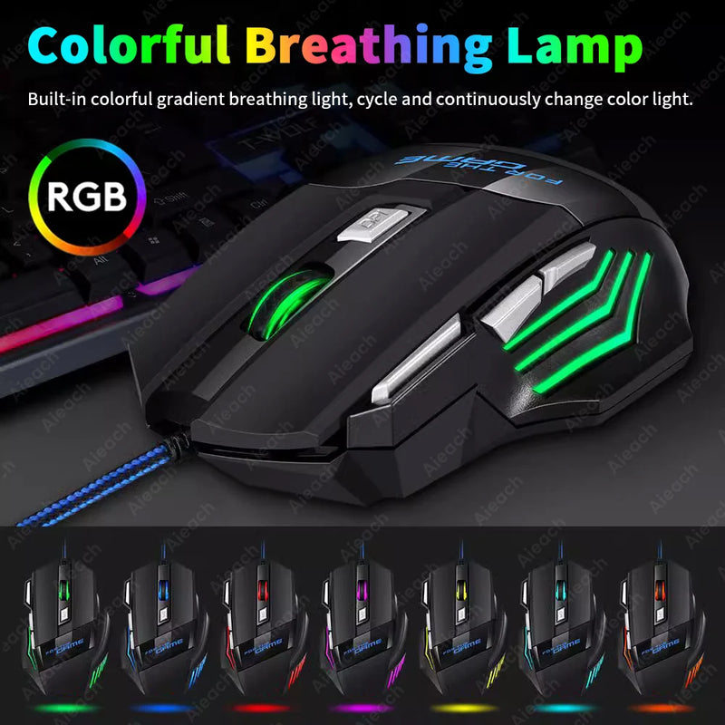 Esports Gaming Mouse 3200 DPI 7 Keys Game Mouse RGB Backlit Ergonomic Wired Game Mouse For Computer PC Laptop Accessories Mice