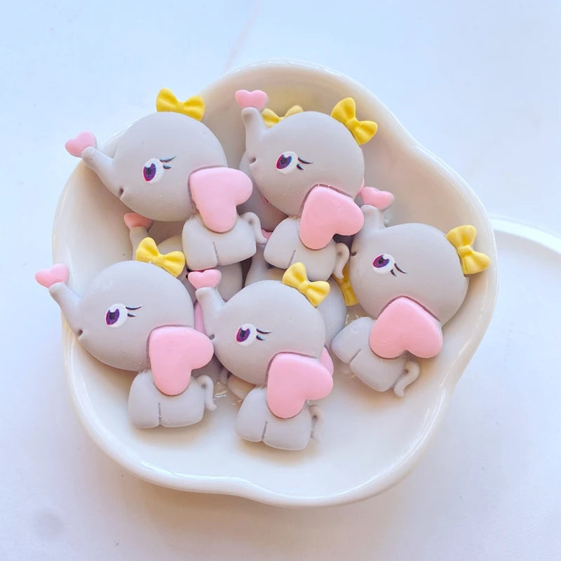 10Pcs New Cute Mini Cartoon Cat, Rabbit, Bear Resin Flatback Cabochon Ornament Jewelry Making Hairwear Accessorie