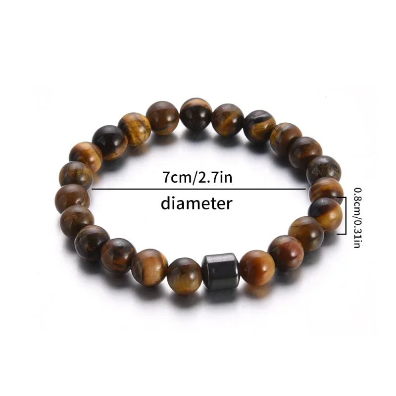 Natural Obsidian Stone Bracelet Magnetic Anxiety Relief Healthy Women Men Smoking Cessation Weight Loss Black Beads Bracelets