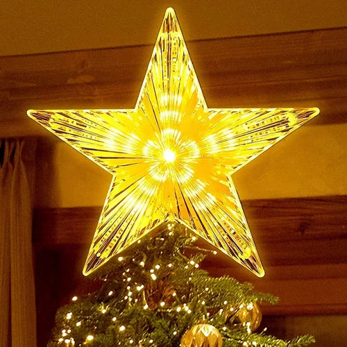 Weihnachtsstern Baumspitze Lichter LED Leuchtstern Lampe Funkelndes Nachtlicht Weihnachtsbaum-Schmuck Neujahrs-Party-Dekoration