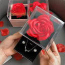 Preserved Flower Rose Gift Box Eternal Pink Rose Jewelry Storange Box Romantic Gift for Mother's Day Birthday or Valentine's Day