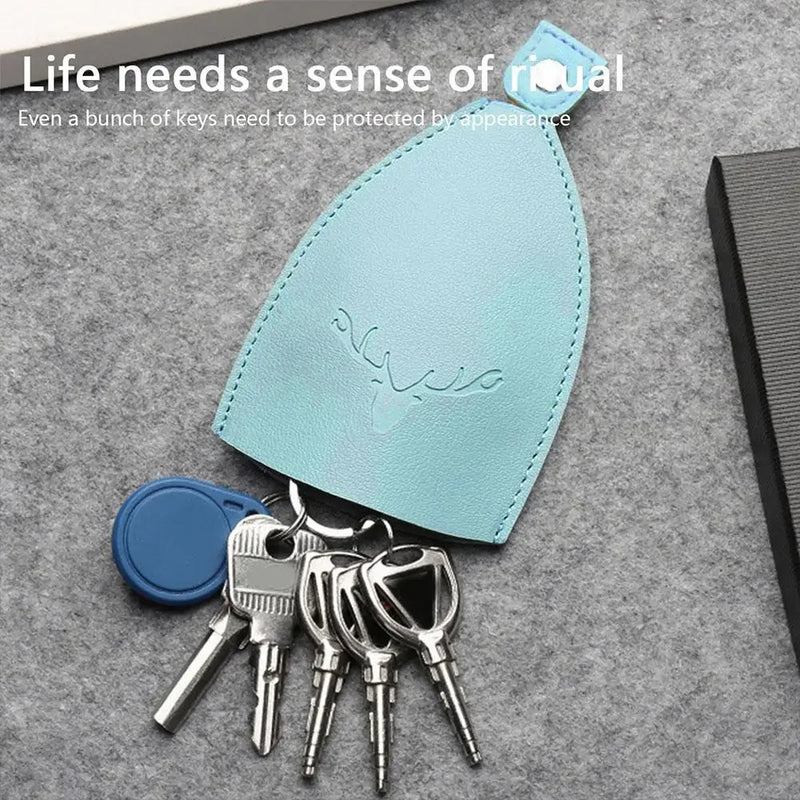 Cute Creative Pull Out Key Case Key wallet New Christmas elk Cartoon Housekeepers Car Key Holder Case Leather Keychain Pouch