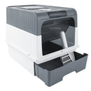 Cat Litter Box Hooded Cat Box Odor-Resistant Fully Enclosed Cat Toilet with Litter Scoop for Home Pets Supplies