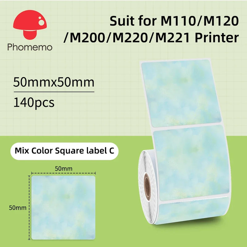 Phomemo Mini Printer Thermal White/Color/Round/Transparent Sticker Self Adhesive Waterproof Sticker For M110 M220 M221 M120 M200