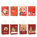 4/8Pcs Merry Christmas Kraft Paper Bags with Handles Elk Santa Gift Packaging Bags Christmas New Year Party Candy Packaging Bags