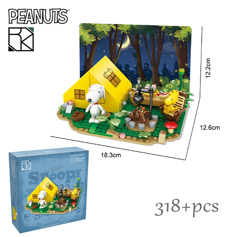 Genuine Anime Snoopy Action Figures Kawaii Cartoon Building Blocks Toy Bricks Assemble Educational Toys For Children Gifts