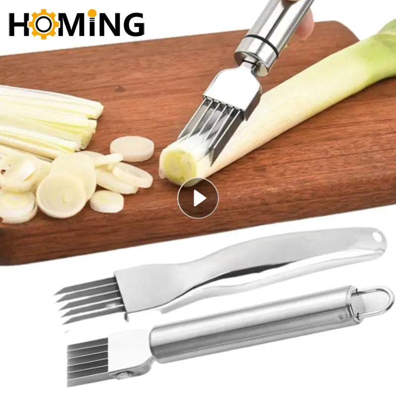 Onion Garlic Shred Knife Cutter Stainless Steel Chopped Green Onion Knife Food Speedy Chopper Vegetable Cutter Knife Shred Tools