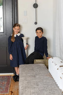 AP Heirloom Collection 2025 Autumn Girls and Boys Clothes Grid Dress Kids Suits Baby Romper Modal Moc Neck Velvet Blazer,